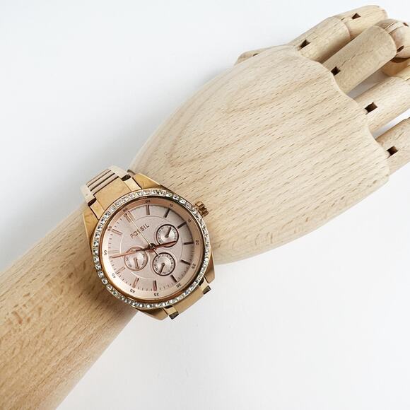 Fossil rose gold wrist watch 5 atm battery tested - Picture 5 of 10